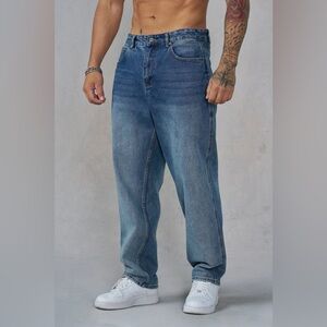 YOUNGLA 6052 STRAIGHT CUT JEANS NAVY WASH